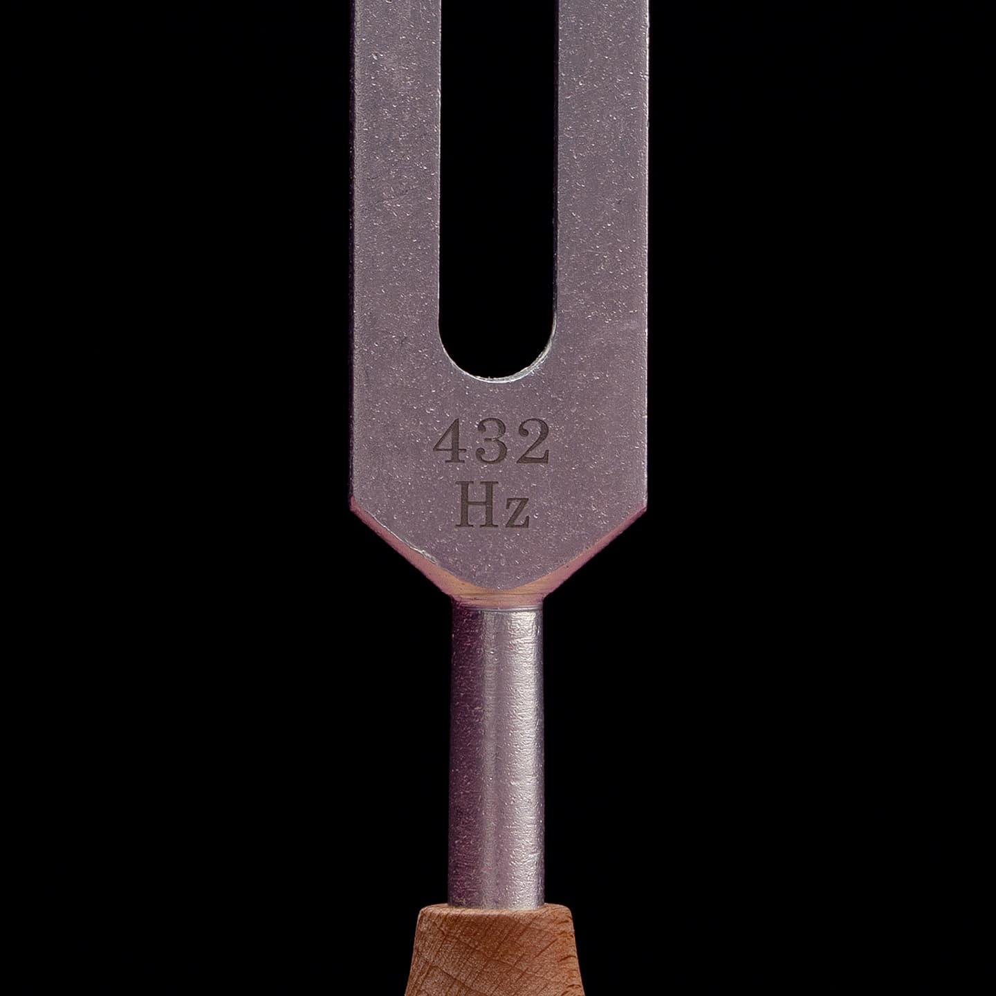 Closeup photo of the details of the 432hz tuning fork
