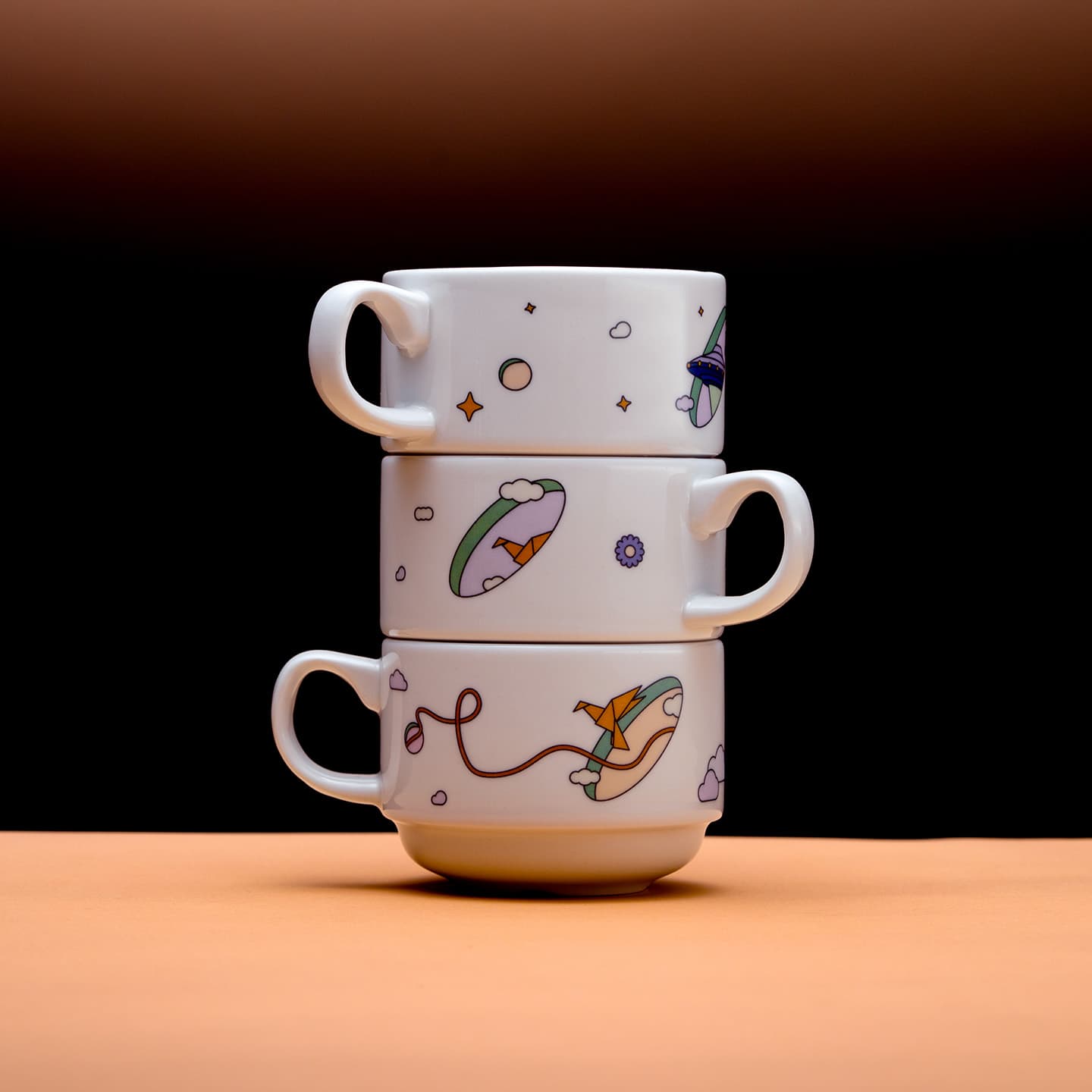 Photo of the cups in the 7oz cup set, stacked