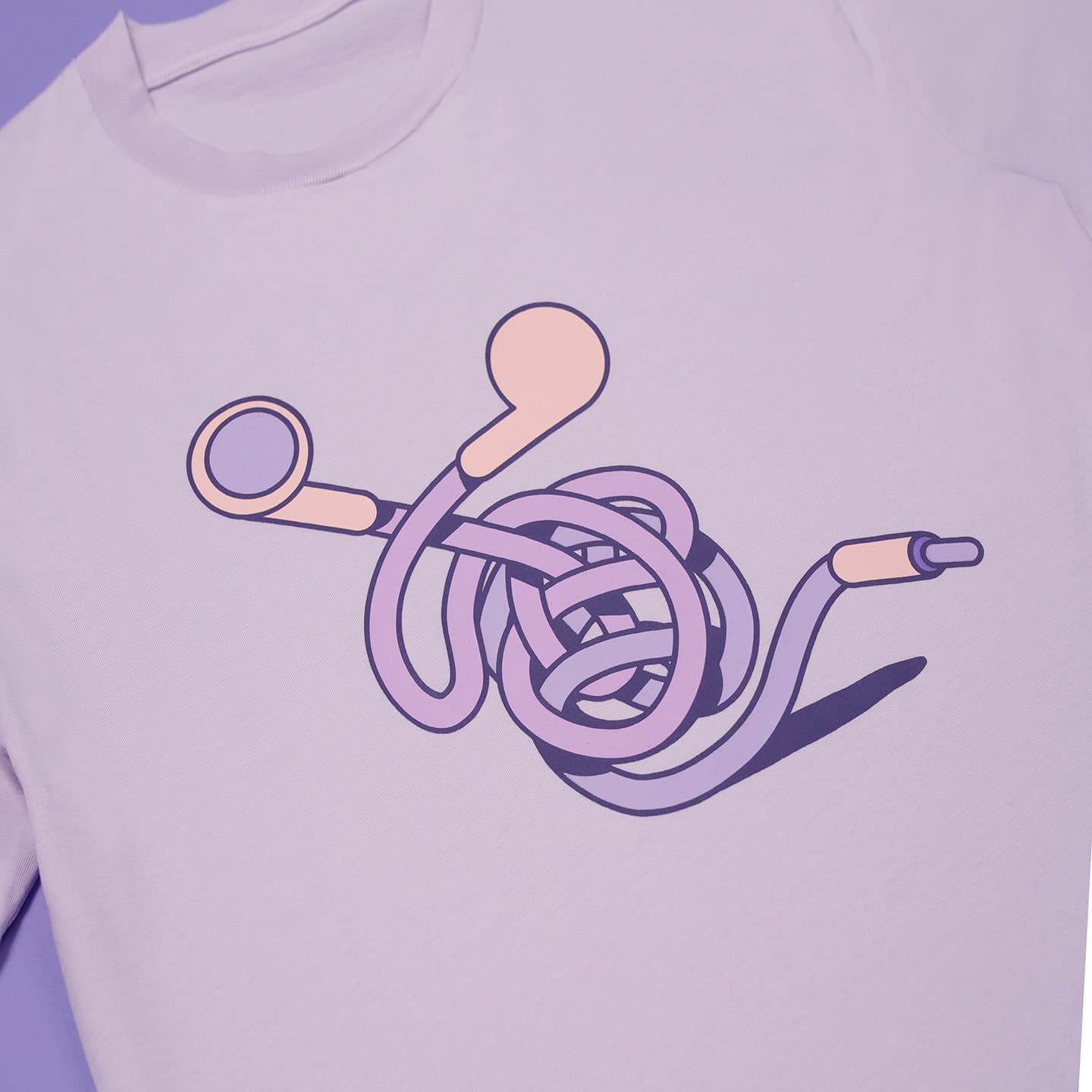 Close-up photo of the design of the Buds T-shirt